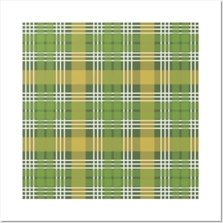 Green, White and Yellow Scottish Tartan Style Design Posters and Art